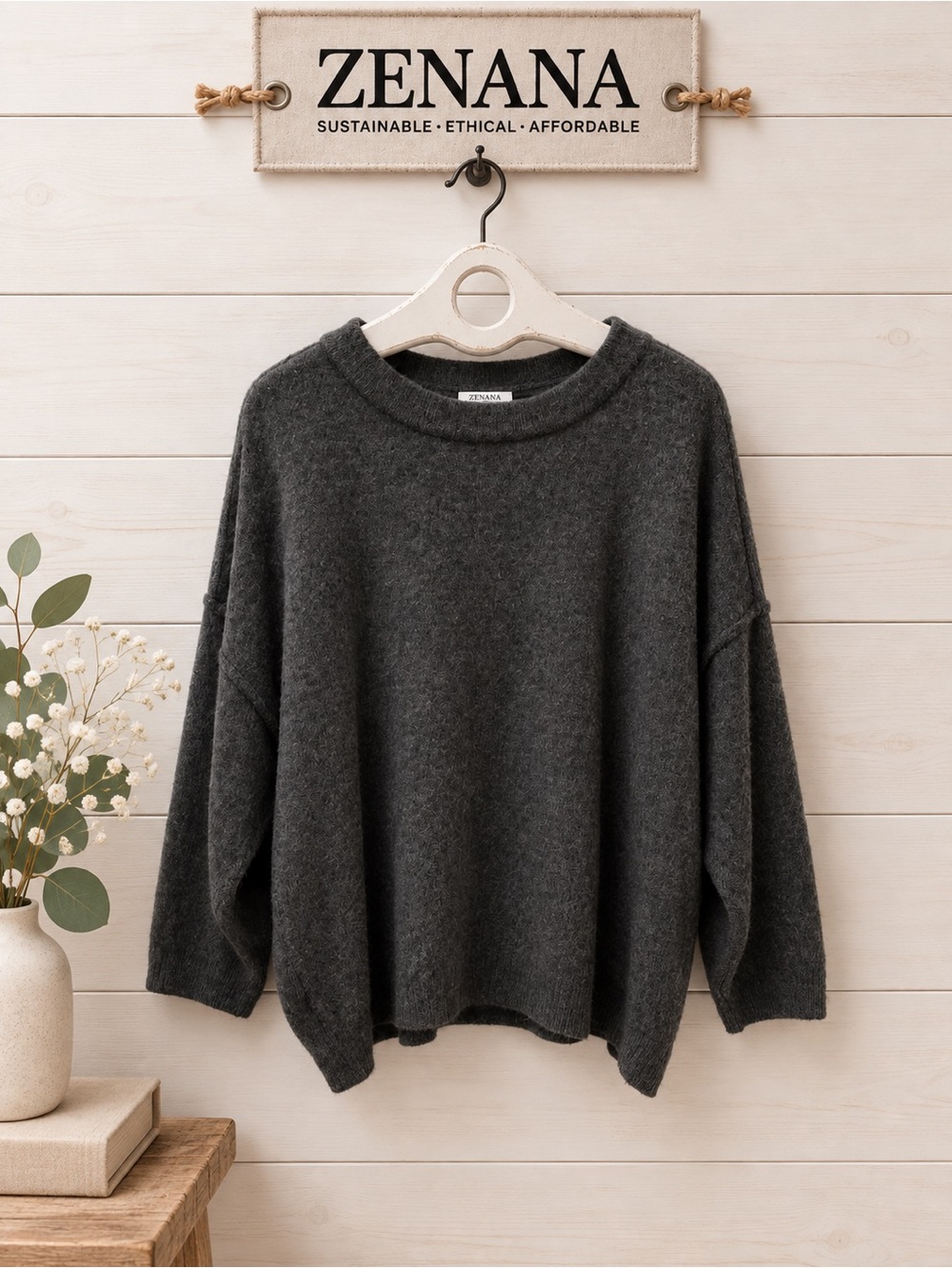 ZENANA Charcoal Gray Soft Knit Sweater – Size 2X